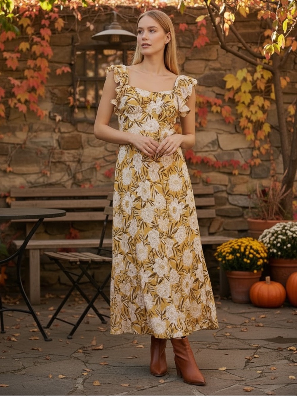 NWT Madewell Angelina Flutter-Sleeve Slip maxi Dress in Chamomile Tea size 12